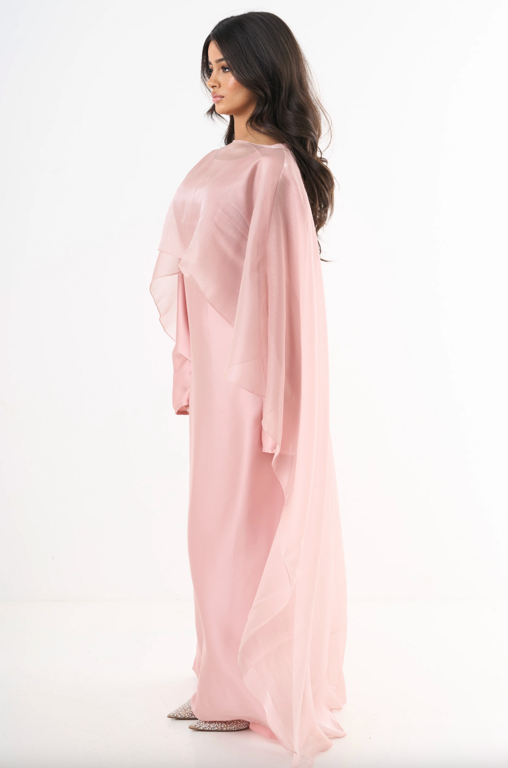 Elegant Cape Dress - Pink